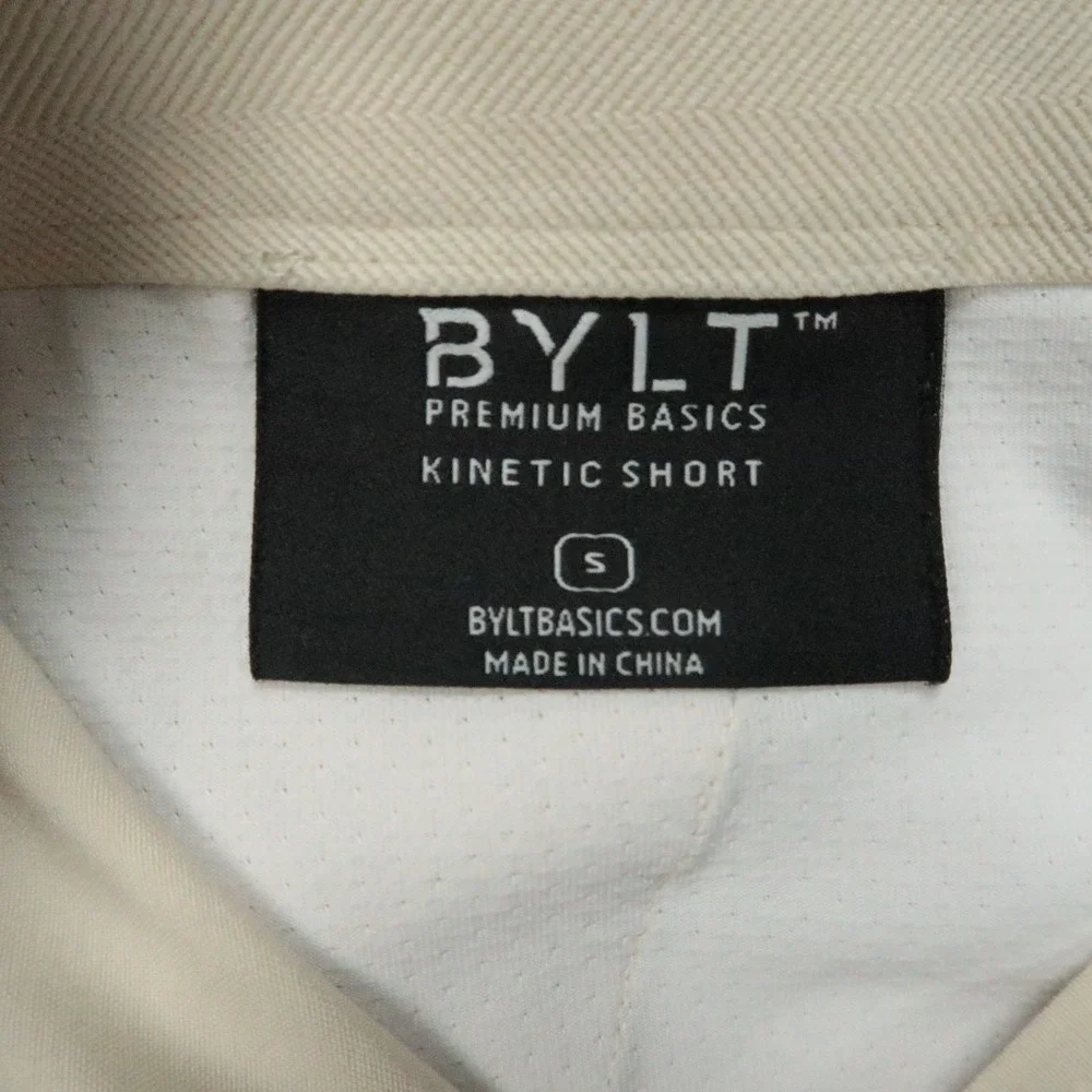 BYLT Shorts Mens Small Khaki Tan Kinetic Flat Front Zip Pocket Stretch Golf